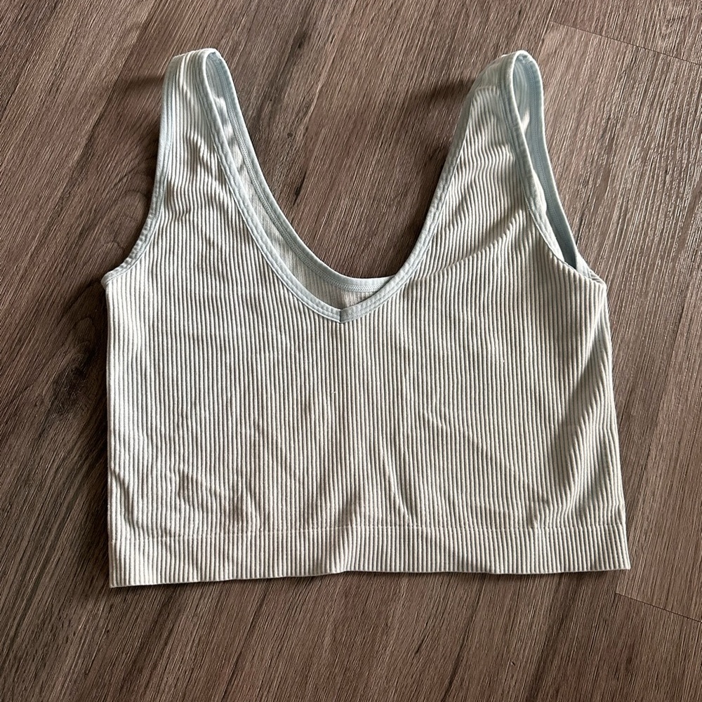 Ribbed Light Blue Crop Top